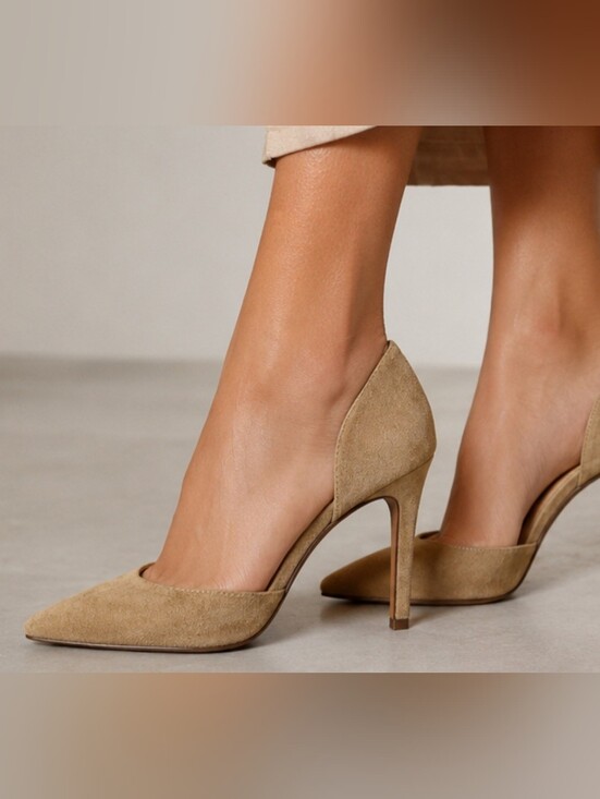 IRO Shoes - IRO Taupe Tan Suede Leather Pointed-Toe D'Orsay Pumps EU 36/US 5.5